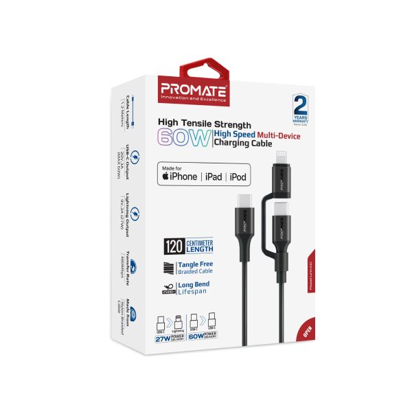 PowerLink-CCi Cable de charge multi-appareils grande vitesse de 60 W à haute vitesse