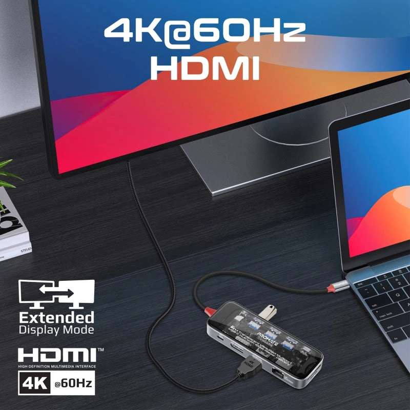 TransHub-Pro: Hub USB-C multiport ultra-rapide transparent 1-en-1 avec alimentation de 100 W – Image 4