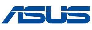 Logo ASUS bleu sur fond transparent